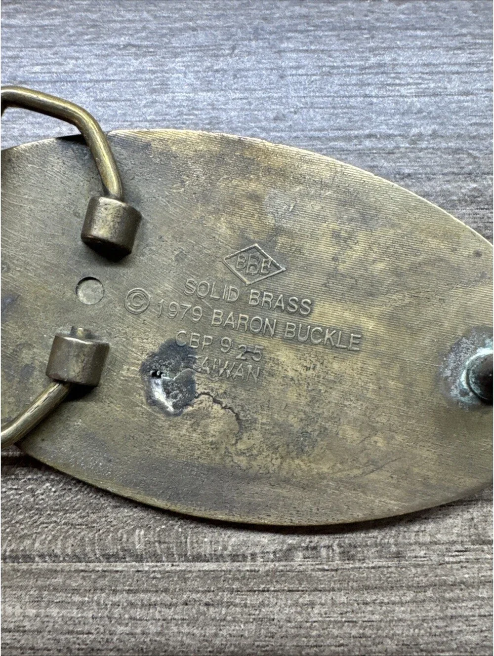 1979 Vintage Solid Brass Chevrolet Oval Belt Buckle BOWTIE CHEVY TRUCK CAR